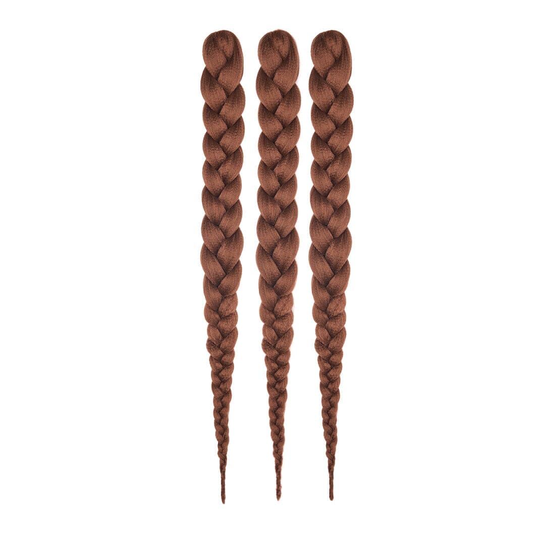 28 inch hypoallergenic braiding hair bundle pack, pre-stretched, light brown color, suitable for sensitive scalps