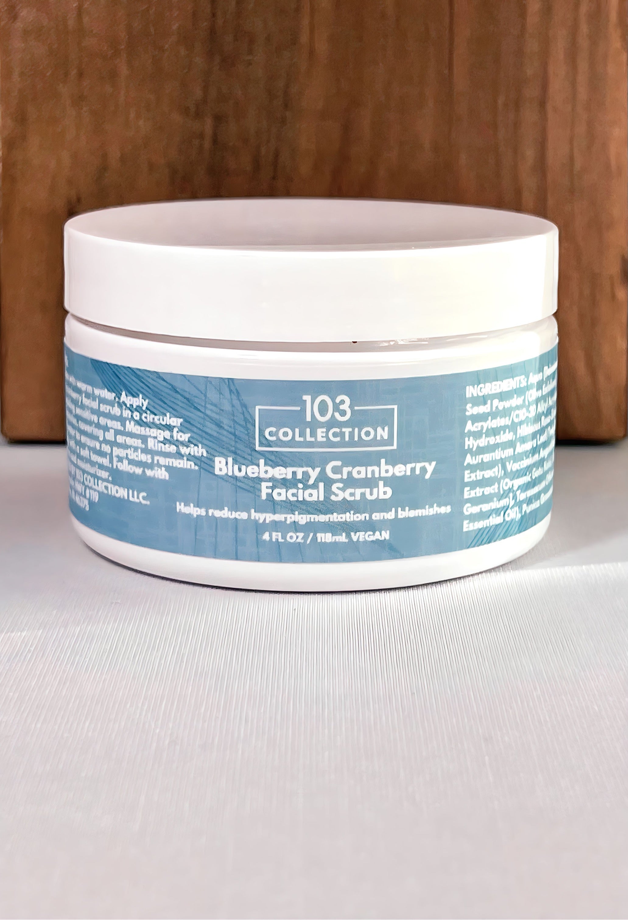Blueberry Cranberry Facial Scrub 4 oz, Vegan Antioxidant Skin Care, Natural Exfoliator for Sensitive Skin